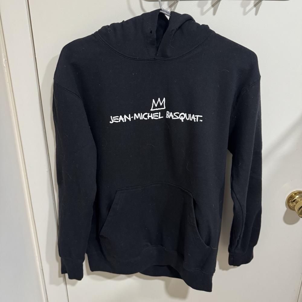 Jean-Michel Basquiat Hoodie  Black Crown Logo + Graphic Print Men's Size Medium
